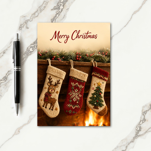 Needlepoint Christmas Stockings Card