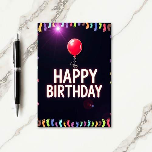 Neon Birthday Balloon Card