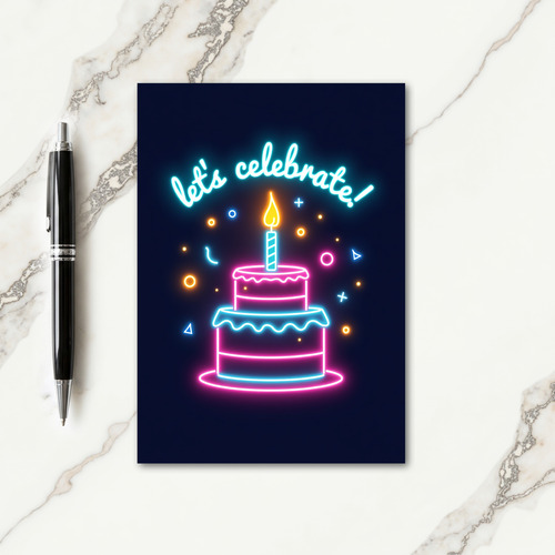 Neon Birthday Cake Card