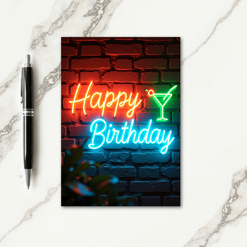 Neon Birthday Wall Card