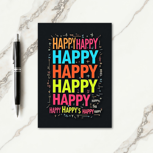 Neon Birthday Words Card