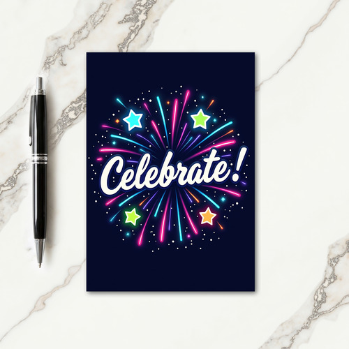 Neon Celebration Birthday Card