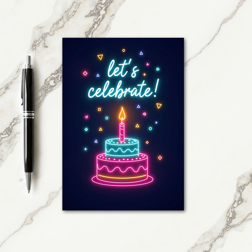 Neon Celebration Cake Card