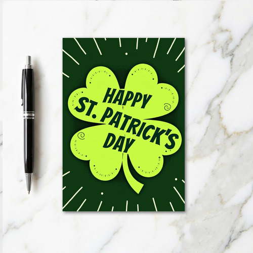 Neon Clover Luck Card