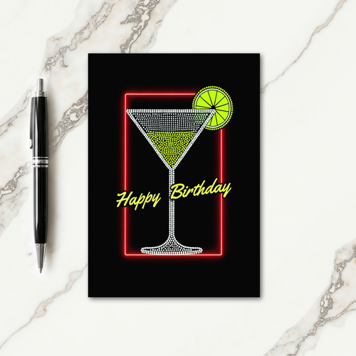 Neon Cocktail Birthday Card