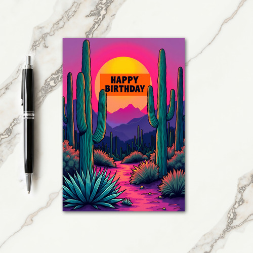 Neon Desert Birthday Card