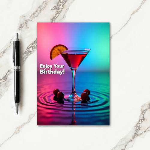 Neon Drink Birthday Card