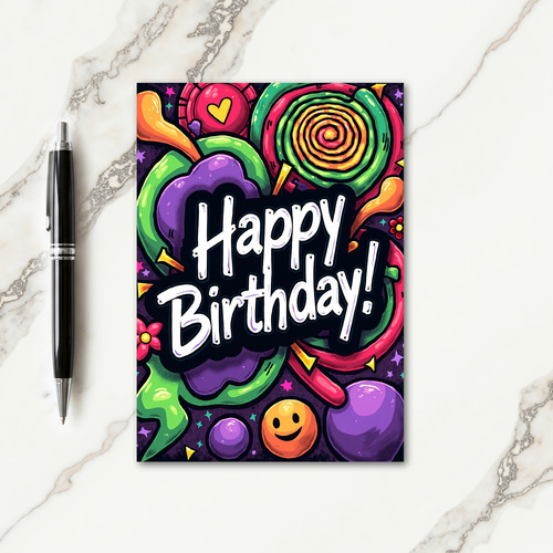 Neon Festive Birthday Card