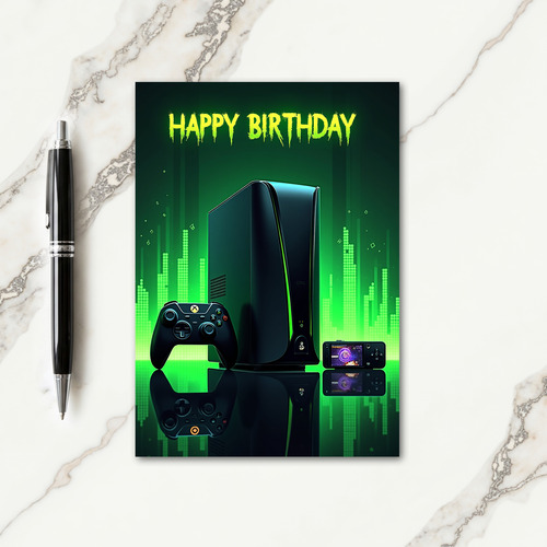 Neon Gamer Birthday Card