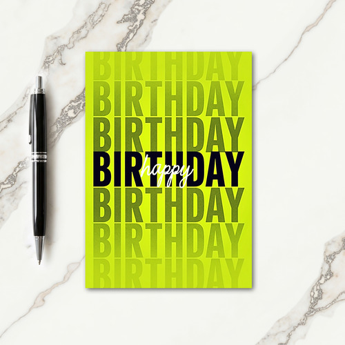 Neon Green Birthday Card