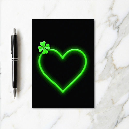 Neon Green Heart Luck Card