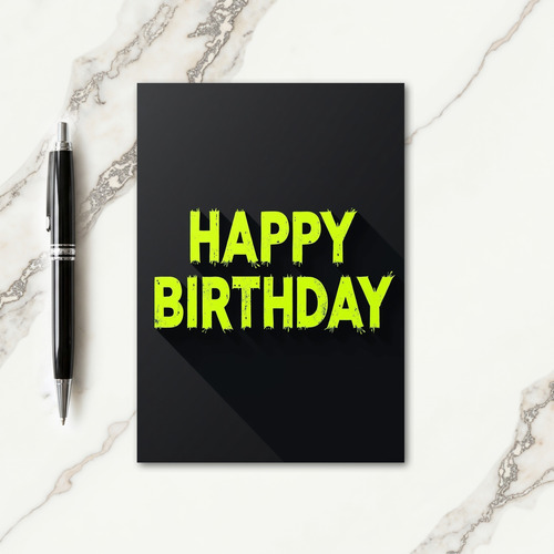 Neon Grunge Birthday Card