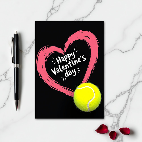 Neon Heart Tennis Valentine Card