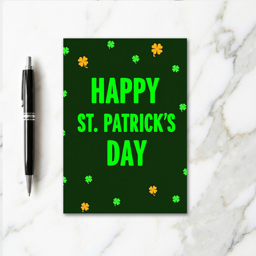 Neon Shamrocks Happy Day Card
