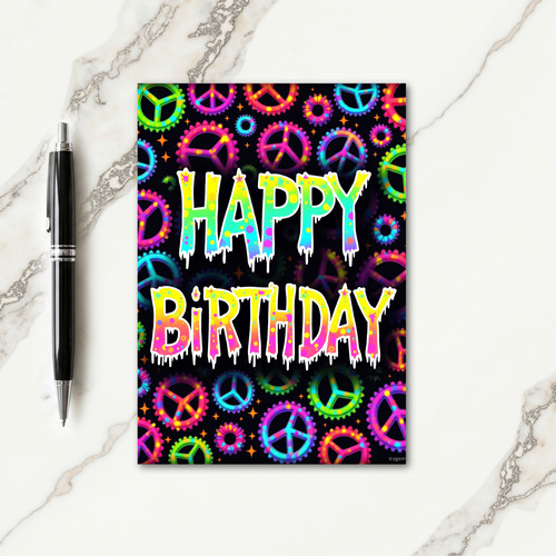 Neon Splatter Birthday Card