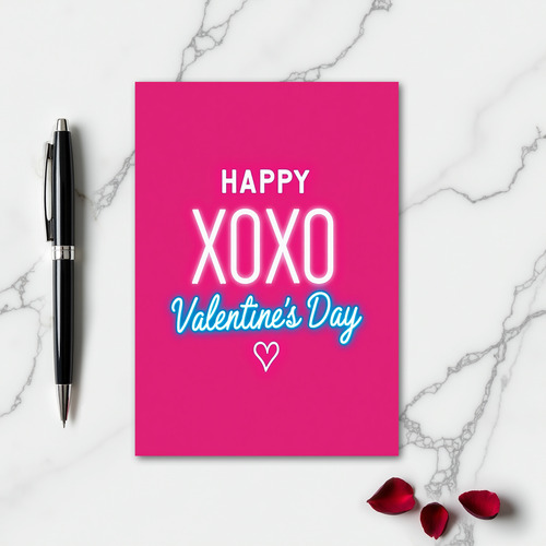 Neon Xoxo Valentines Day Card