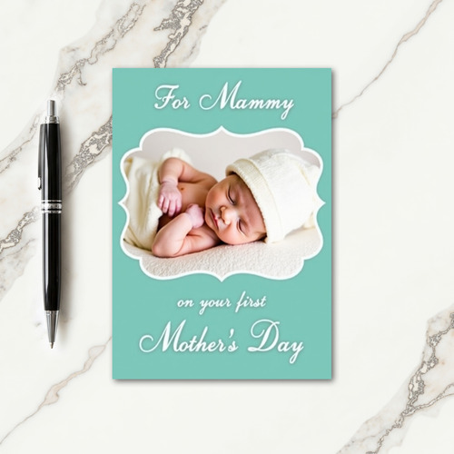 New Baby Teal Frame Mothers Day Card
