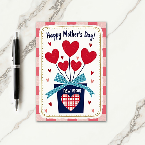 New Mom Heart Balloons Art Card