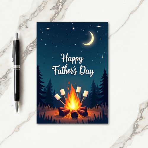 Night Campfire Fathers Day Card