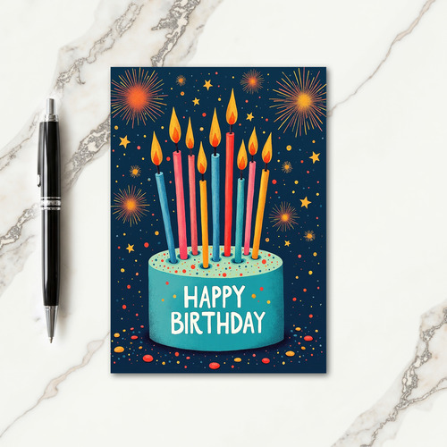 Night Fireworks Birthday Card