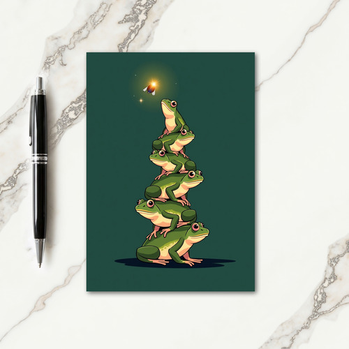 Nighttime Frogs Christmas Card