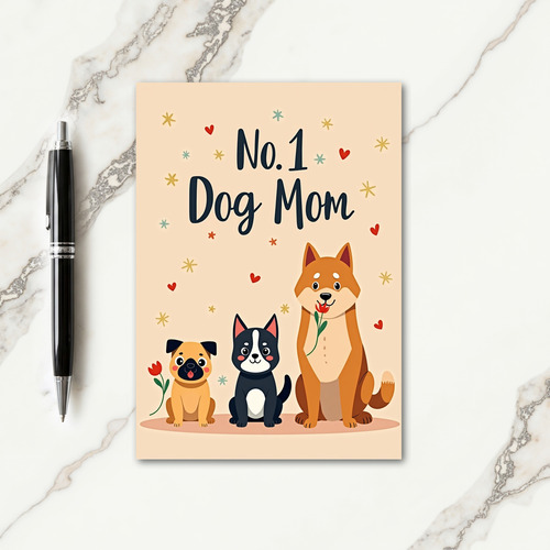 No 1 Dog Mom Hearts Day Card