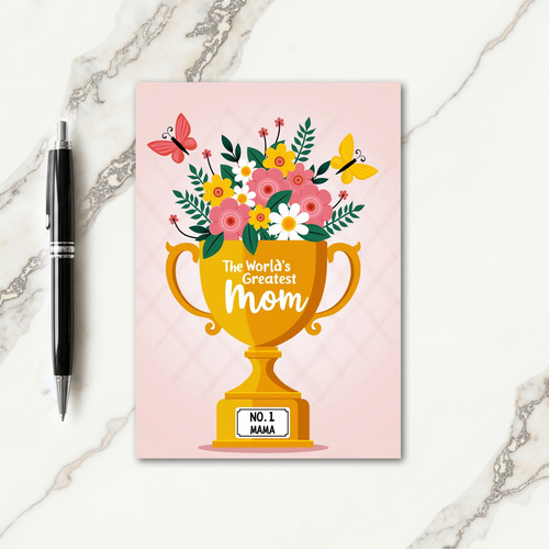 No 1 Mama Trophy Bouquet Card