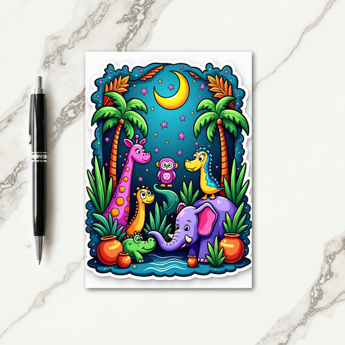 Nocturnal Jungle Birthday Card
