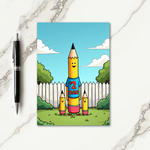 Number One Dad Pencil Art Card