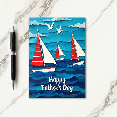 Ocean Paper Cut Fathers Day Card