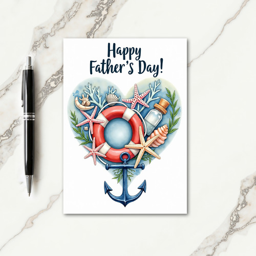 Oceanic Fathers Day Heart Card