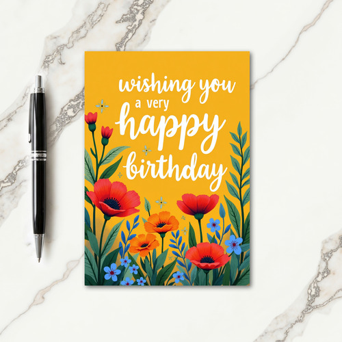Ochre Bloom Birthday Card