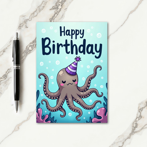 Octopus Hat Birthday Card