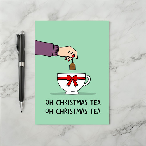 Oh Christmas Tea Pun Funny Holiday Greeting Card