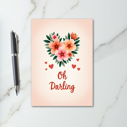 Oh Darling Heart Flowers Card