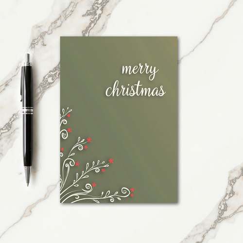 Olive Floral Christmas Card