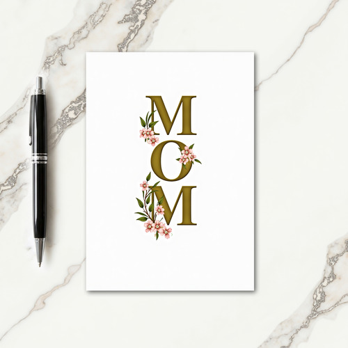 Olive Gold Floral Word Card