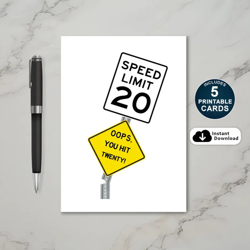 Oops You Hit 20 Birthday Card Printable