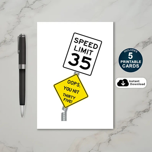 Oops You Hit 35 Birthday Card Printable