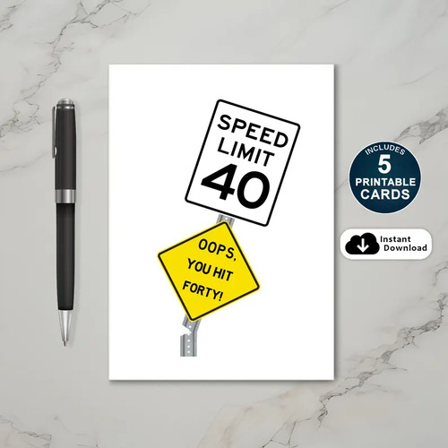 Oops You Hit 40 Birthday Card Printable