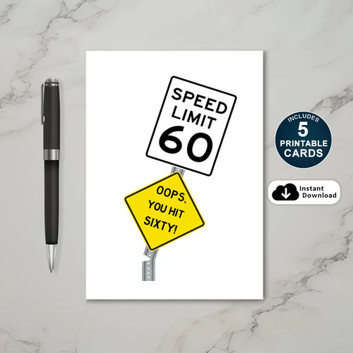 Oops You Hit 60 Birthday Card Printable