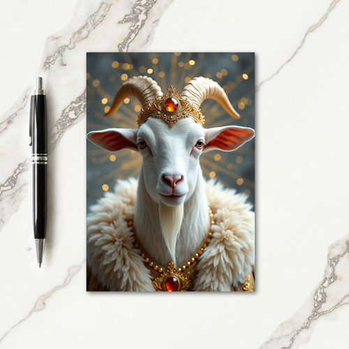 Opulent Golden Goat Birthday Card