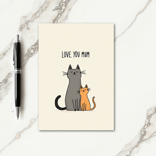 Orange And Grey Cat Mum Card