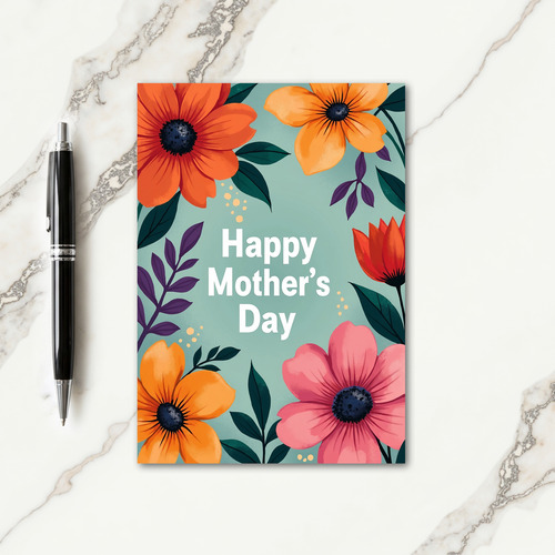 Orange And Pink Mothers Day Card