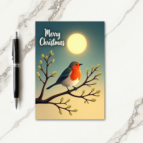 Orange Bird Christmas Card