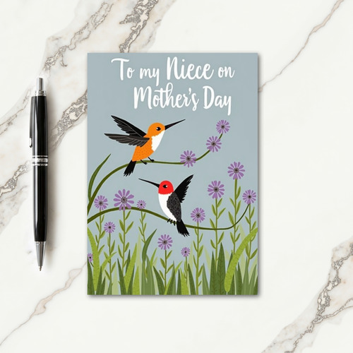 Orange Bird Floral Mother Card