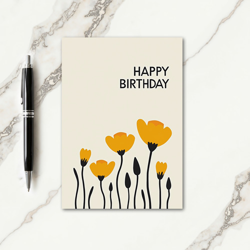 Orange Bloom Birthday Card