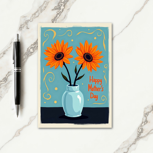 Orange Blooms Mothers Day Card