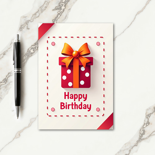Orange Bow Birthday Keepsake Card