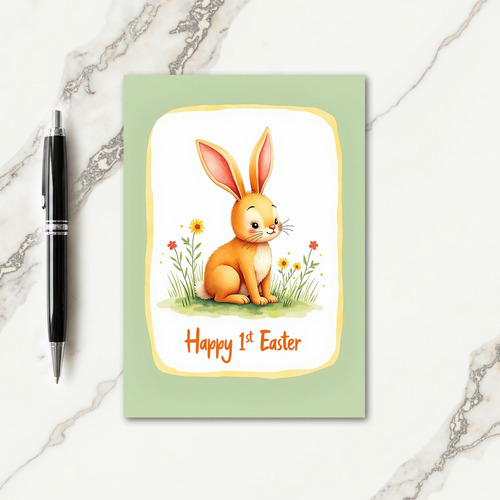 Orange Bunny Easter Wishes Card